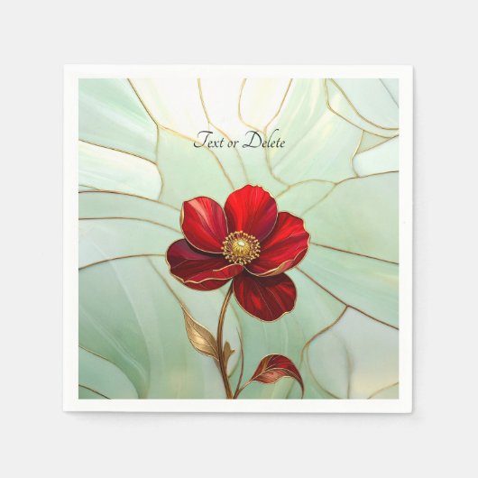 Serviette En Papier Fleur rouge en vitrail (Devant)