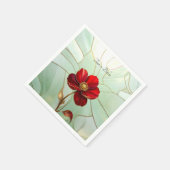 Serviette En Papier Fleur rouge en vitrail (Coin)