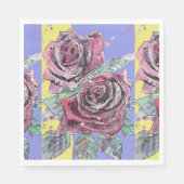 Serviette En Papier Fleur rouge Motif Papier violet (Devant)