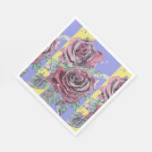 Serviette En Papier Fleur rouge Motif Papier violet (Coin)