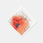 Serviette En Papier Fleur rouge orange d'aquarelle (Coin)