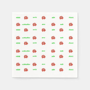 Serviette En Papier Fleur rouge Poinsettia et vacances vertes