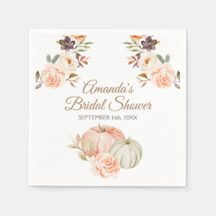 Serviette En Papier Fleur rustique de citrouille verte pêche d'automne