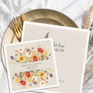 Serviette En Papier Fleur rustique de couleur été automne florale