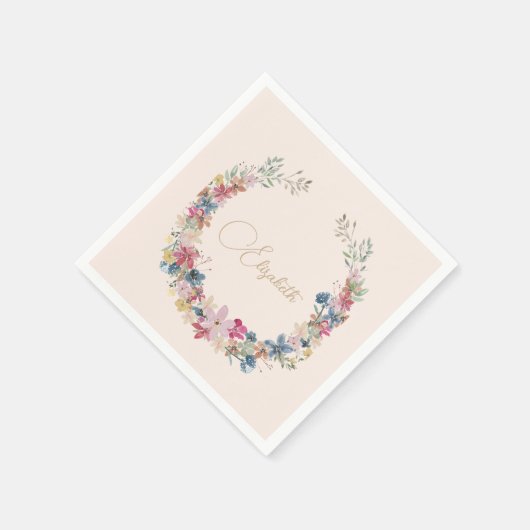 Serviette En Papier Fleur sauvage Anniversaire Élégant (Coin)