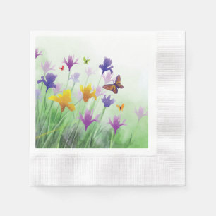 Serviette En Papier Fleur sauvage aquarelle