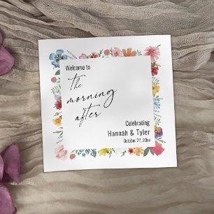 Serviette En Papier Fleur sauvage aquarelle colorée le matin après