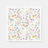 Serviette En Papier Fleur sauvage Aquarelle Et Motif Papillons (Devant)