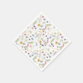 Serviette En Papier Fleur sauvage Aquarelle Et Motif Papillons (Coin)