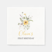 Serviette En Papier Fleur sauvage aquarelle fleurie premier anniversai (Devant)
