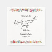 Serviette En Papier Fleur sauvage aquarelle heureux après la fête (Devant)