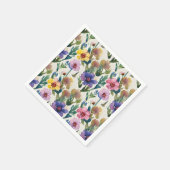 Serviette En Papier fleur sauvage aquarelle mariage (Coin)
