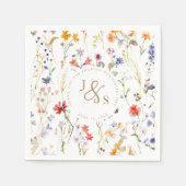 Serviette En Papier Fleur sauvage aquarelle mariage élégant (Devant)