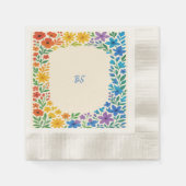 Serviette En Papier Fleur sauvage arc-en-ciel Mariage floral rustique (Devant)