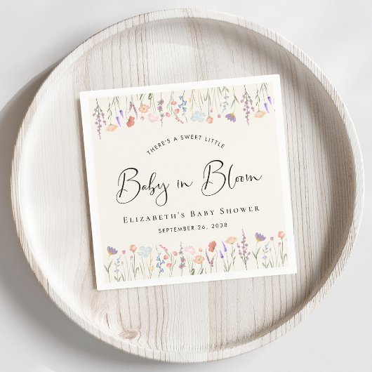Serviette En Papier Fleur sauvage Baby in Bloom Cream Baby shower