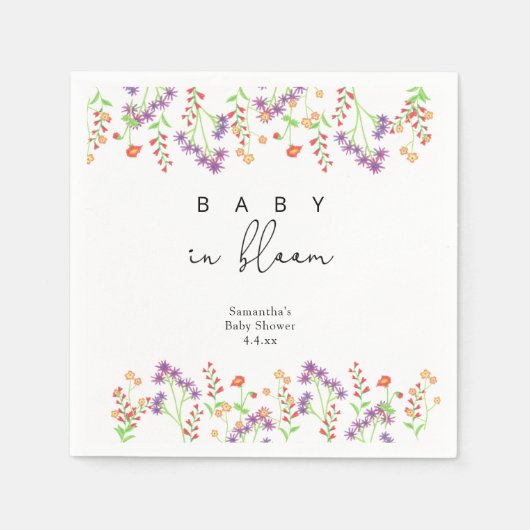 Serviette En Papier Fleur sauvage - Bébé en fleurs (Devant)