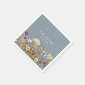 Serviette En Papier Fleur sauvage bleu Dusty Boho Mariage serviettes (Coin)