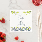 Serviette En Papier Fleur sauvage bleu jaune Floral Boho Mariage (En situation)