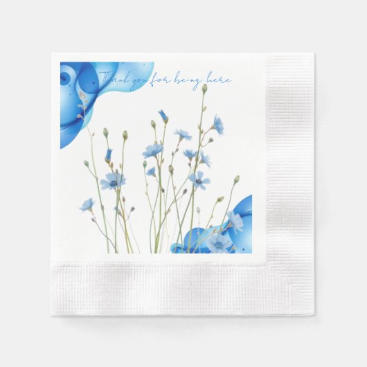 Serviette En Papier Fleur sauvage bleue (Devant)