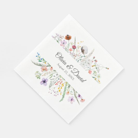 Serviette En Papier Fleur sauvage bohémien Mariage de prairie (Coin)