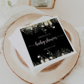 Serviette En Papier Fleur sauvage Boho Baby shower noir serviettes