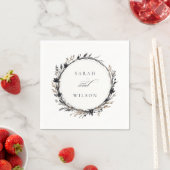 Serviette En Papier Fleur sauvage Boho Black Brown Automne Mariage (En situation)