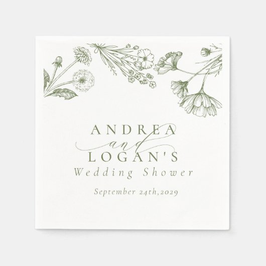 Serviette En Papier Fleur sauvage Boho Chic Fête des mariées (Devant)