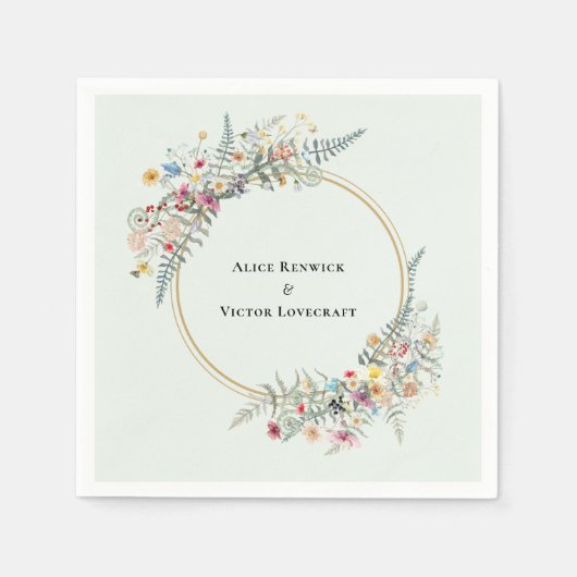 Serviette En Papier Fleur sauvage Boho Fern Mint Mariage vert (Devant)