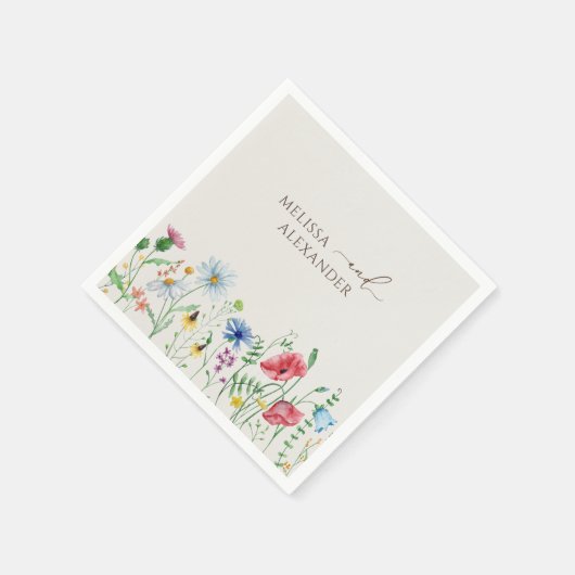 Serviette En Papier Fleur sauvage Boho Garden Mariage beige serviettes (Coin)