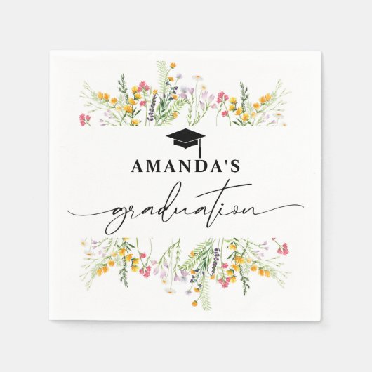 Serviette En Papier Fleur sauvage Boho Graduation Party papier serviet (Devant)