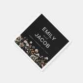 Serviette En Papier Fleur sauvage Boho Mariage En Fleur Noir (Coin)