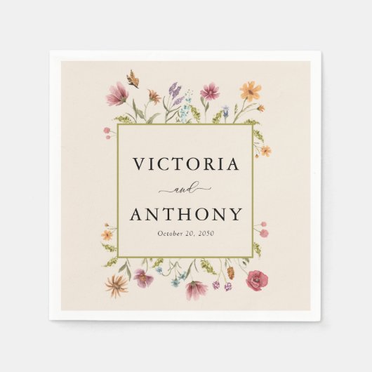 Serviette En Papier Fleur sauvage Boho Mariages (Devant)