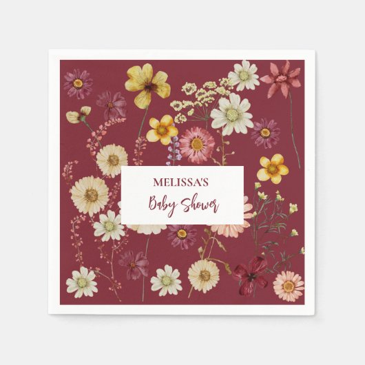 Serviette En Papier Fleur sauvage boho rustique (Devant)