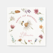 Serviette En Papier Fleur sauvage Bonne fête d'anniversaire papier Nap (Devant)