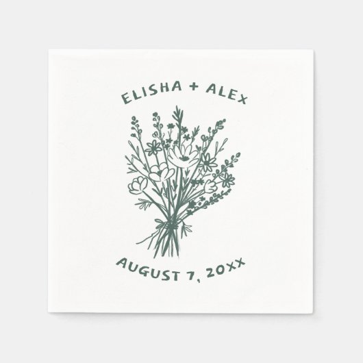 Serviette En Papier Fleur sauvage Bouquet Rustique Whimsical Mariage B (Devant)