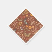 Serviette En Papier Fleur sauvage Brûlé Orange Floral Boho (Coin)