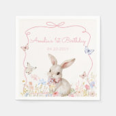 Serviette En Papier Fleur sauvage Bunny Papier d'anniversaire Napkin (Devant)