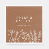 Serviette En Papier Fleur sauvage Burnt Orange Mariage (Devant)