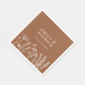 Serviette En Papier Fleur sauvage Burnt Orange Mariage (Coin)