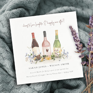 Serviette En Papier Fleur sauvage Cheers to Love Wine Bottts Mariage