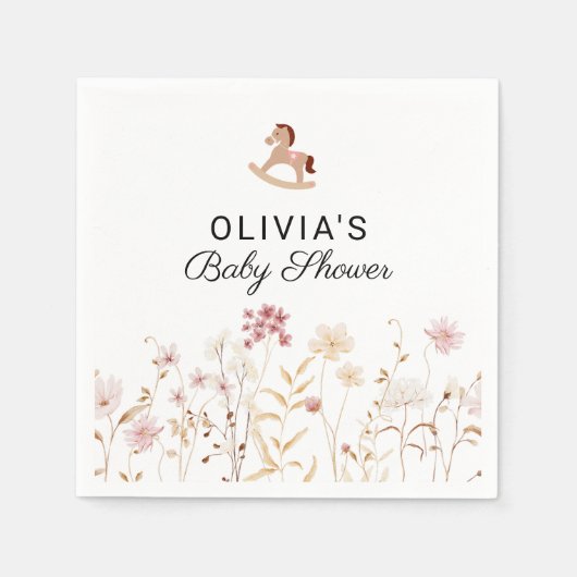 Serviette En Papier Fleur sauvage Chic Floral Boho Baby shower papier (Devant)