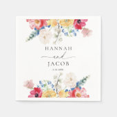 Serviette En Papier Fleur sauvage coloré Mariage personnalisé (Devant)