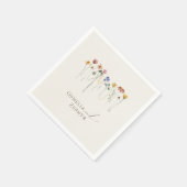 Serviette En Papier Fleur sauvage coloré | Serviettes Mariages beiges (Coin)