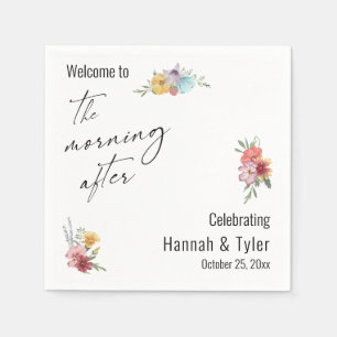 Serviette En Papier Fleur sauvage couleur d'aquarelle le matin après