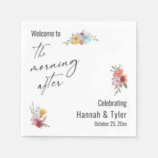 Serviette En Papier Fleur sauvage couleur d'aquarelle le matin après (Devant)