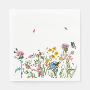 Serviette En Papier Fleur sauvage d'aquarelle Insectes Floral Spring G