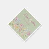 Serviette En Papier Fleur sauvage d'aquarelle verte Sage Anniversaire (Coin)