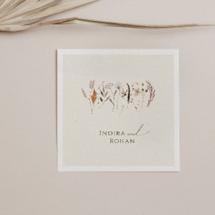 Serviette En Papier Fleur sauvage d'automne Boho   Serviettes Mariages