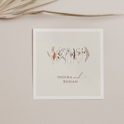 Serviette En Papier Fleur sauvage d'automne Boho | Serviettes Mariages