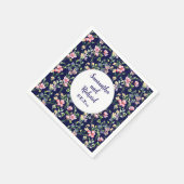 Serviette En Papier Fleur sauvage de couleur bleu marine Mariage (Coin)